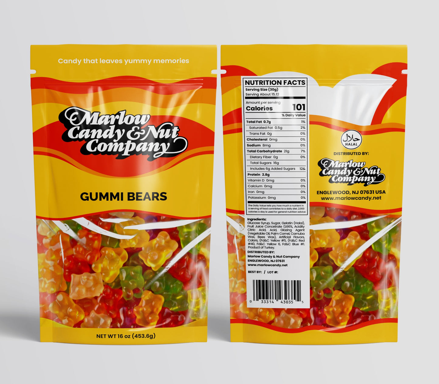 Gummy Bears 1lb Stand up pouch bags