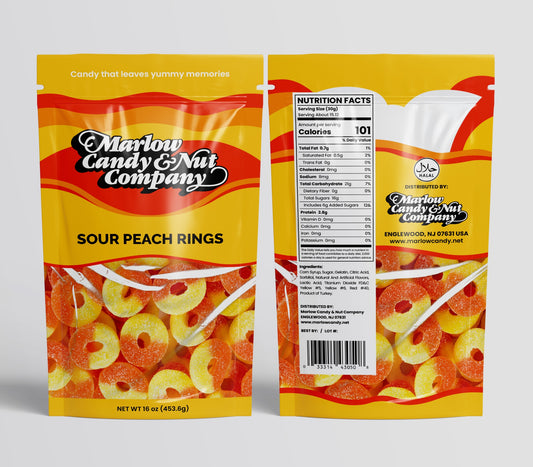 Sour Peach Rings 1lb Pouch Bag